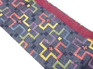 幾何学模様織出し名古屋帯